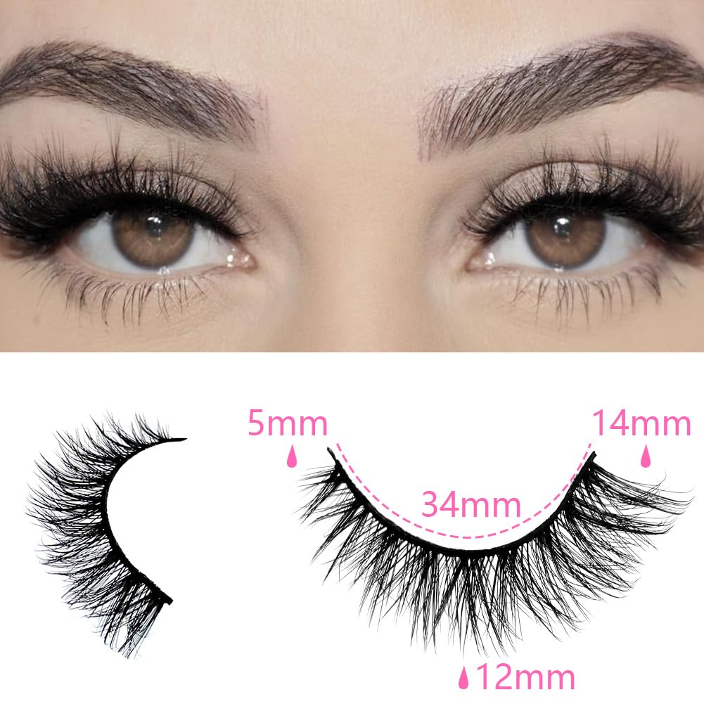 Azenlo faux mink lashes 14mm wispy outer-edge close-up for enhanced cat-eye.