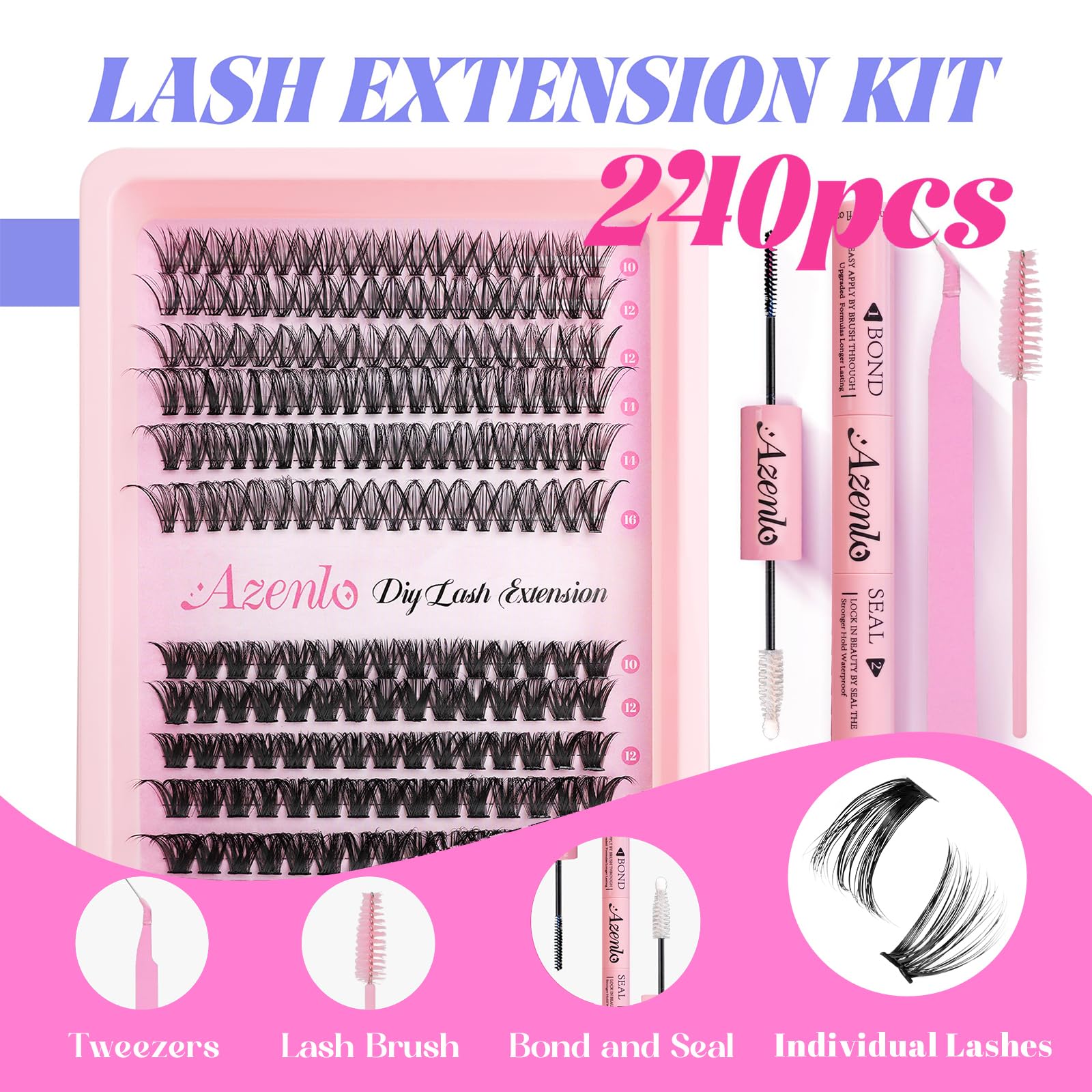 Azenlo 2-in-1 bond and seal glue for durable lash adhesion.