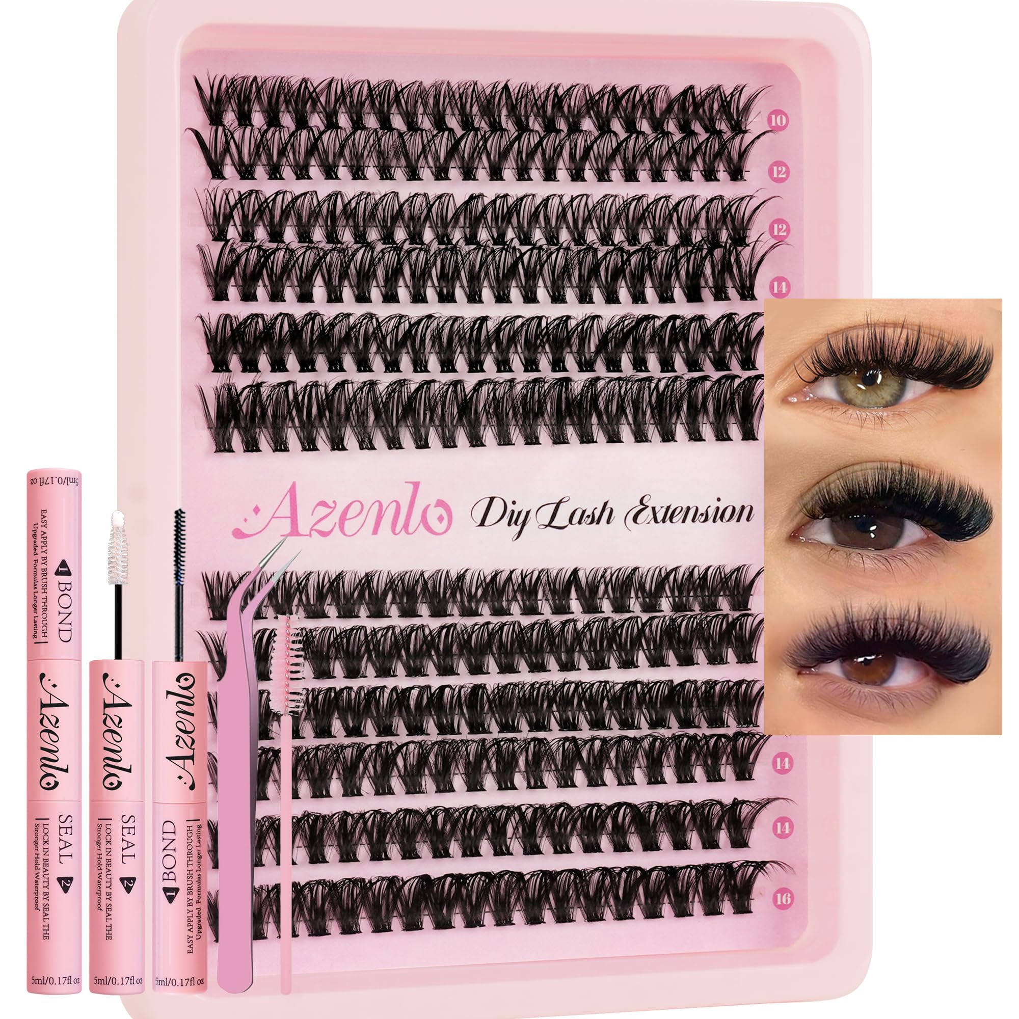 Azenlo lash clusters 40D60D tray offers lightweight, knot-free volume for DIY lovers.