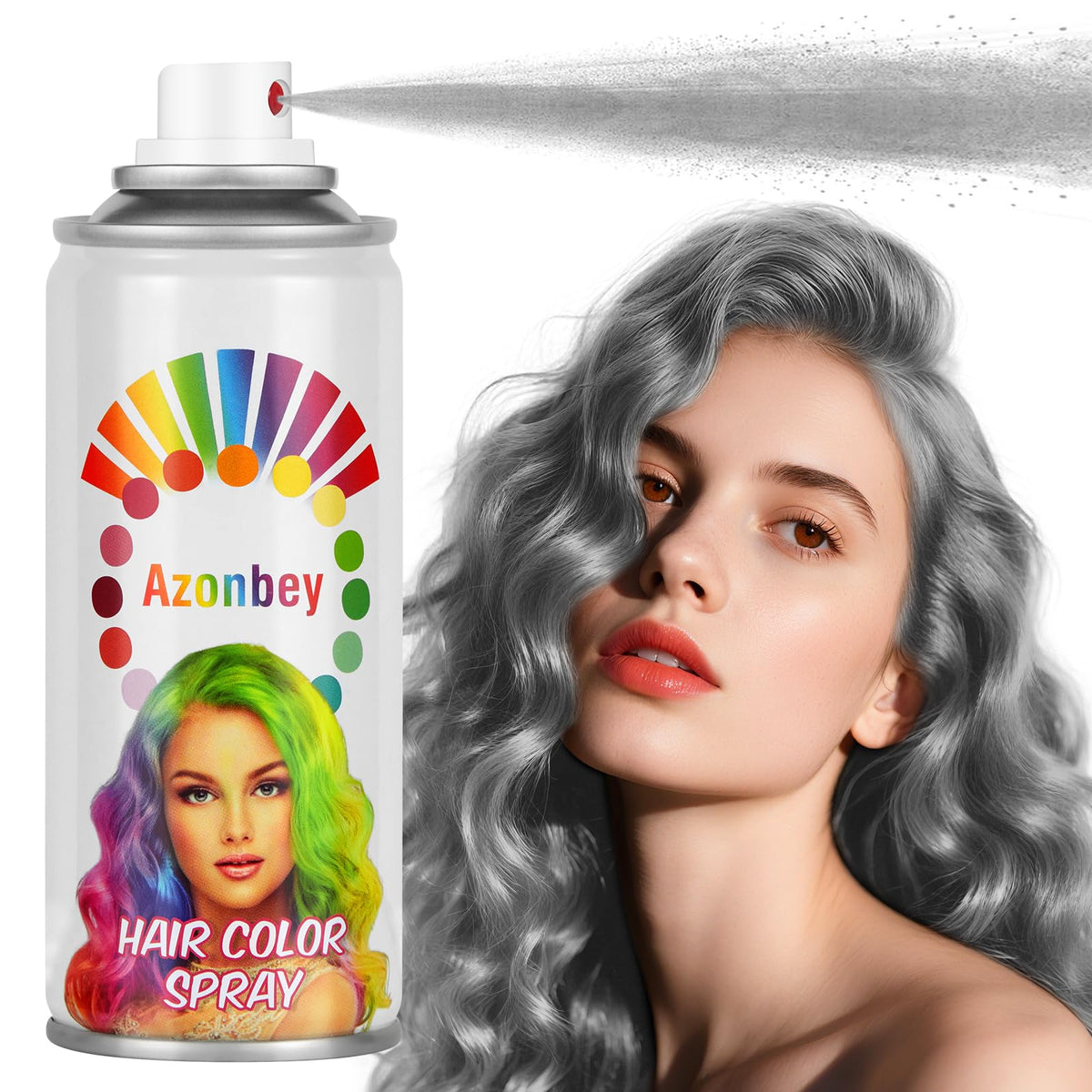 Azonbey Halloween hair spray swatch shows vibrant color options for quick ideas.