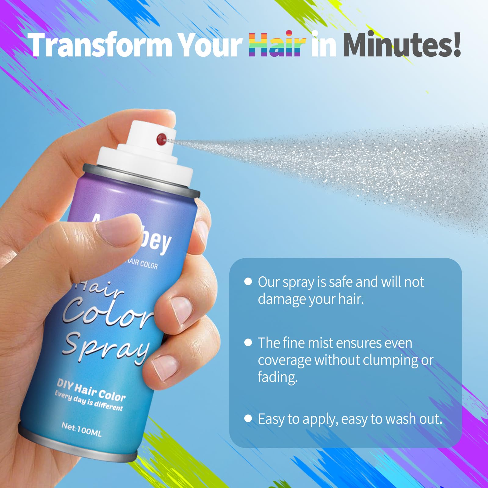 Azonbey Halloween Hair Spray easy-apply formula for smooth coverage