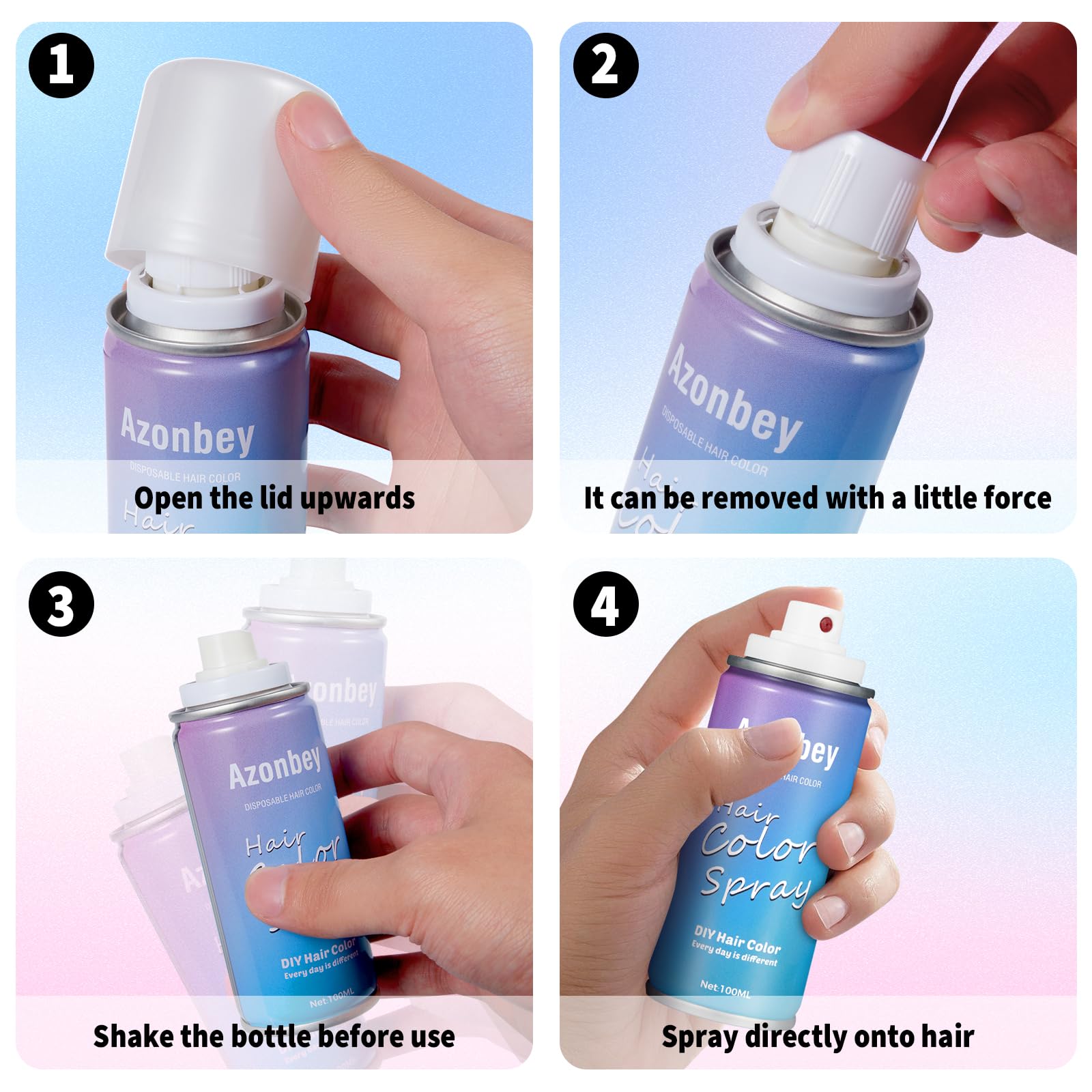 Azonbey Halloween Hair Spray gray-06 for quick, subtle shading