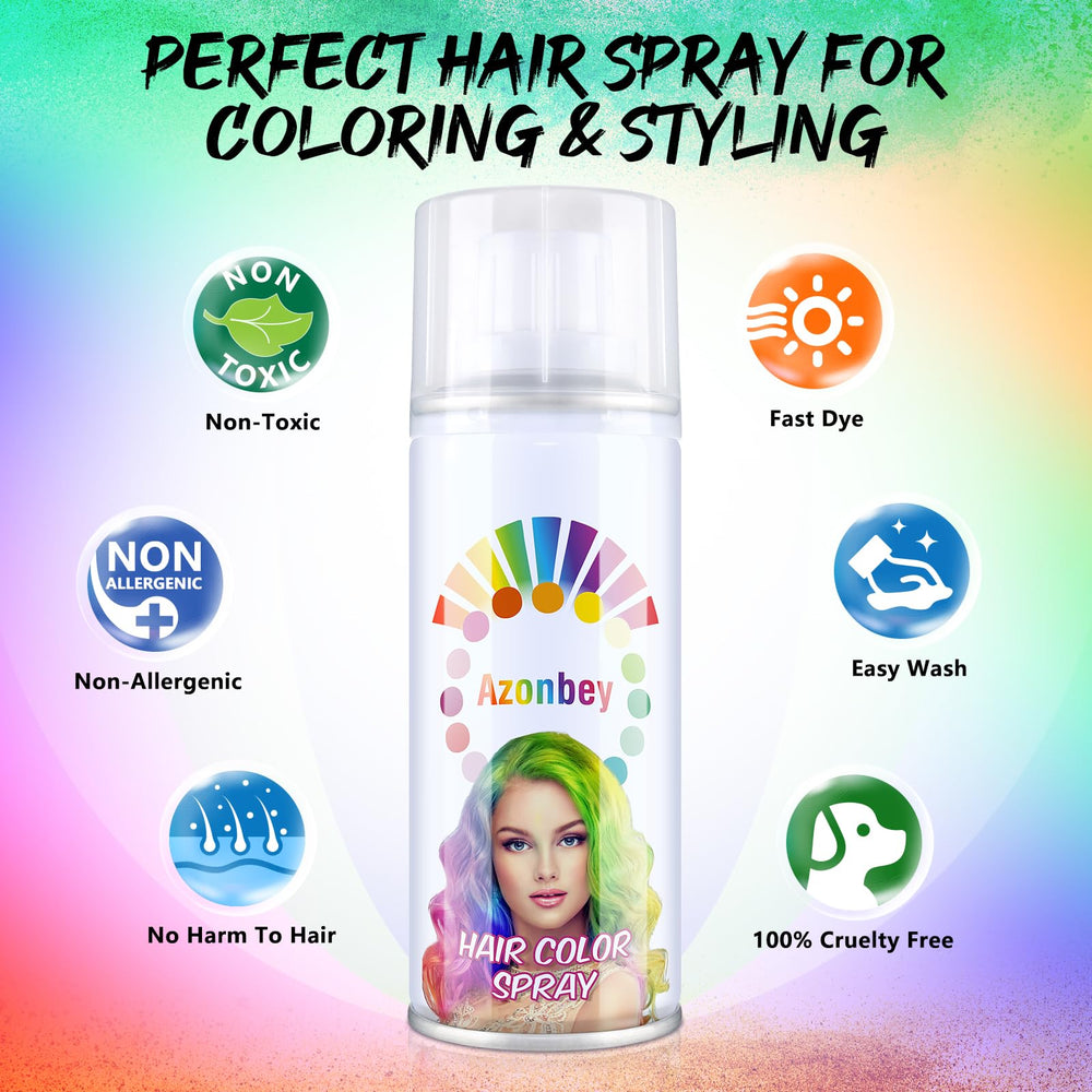 Azonbey party night hair color spray creates festive, eye-catching styles.