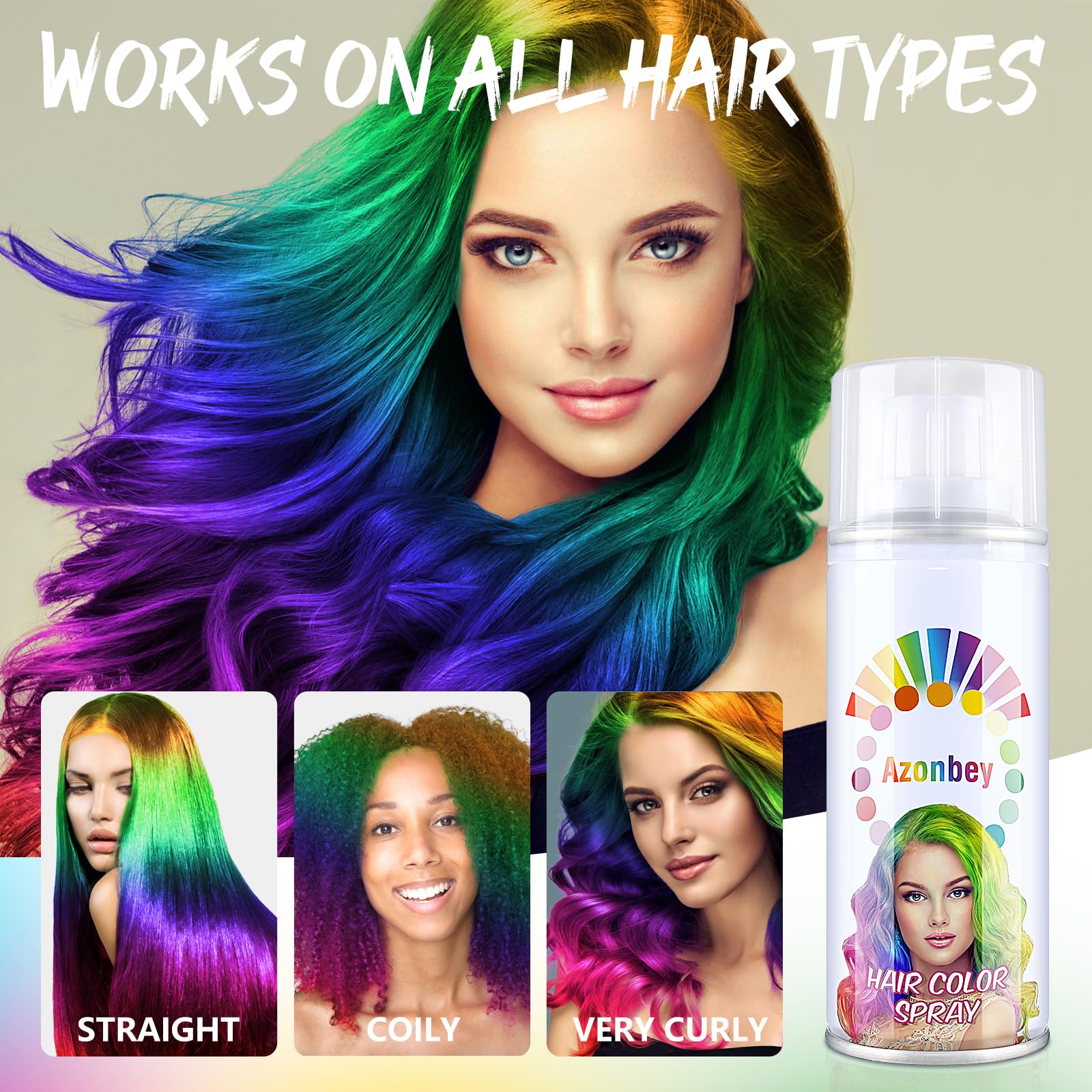 Azonbey safe for all ages hair spray offers gentle, playful color options.