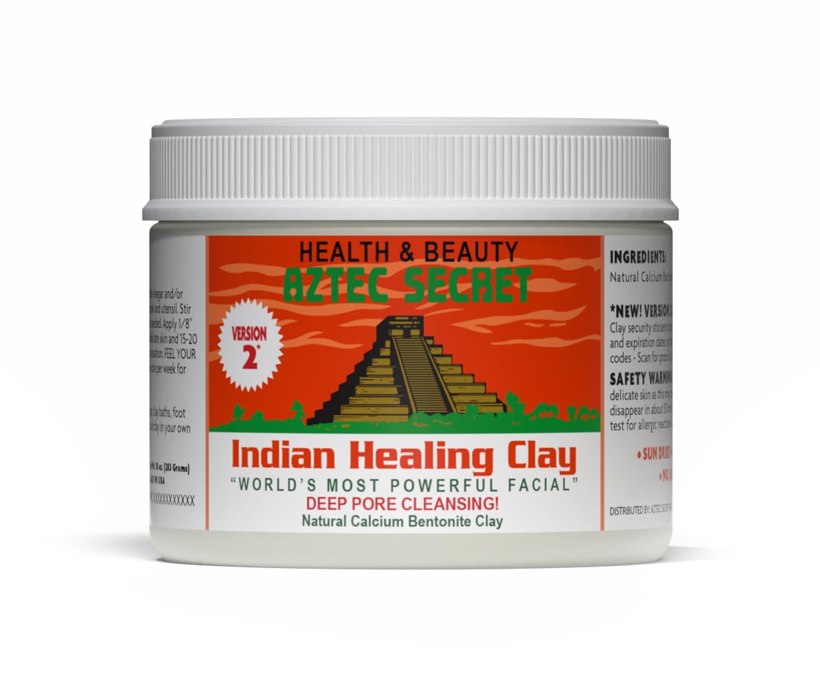 Aztec Secret arcilla curativa india 10oz: máscara facial para limpieza profunda de poros