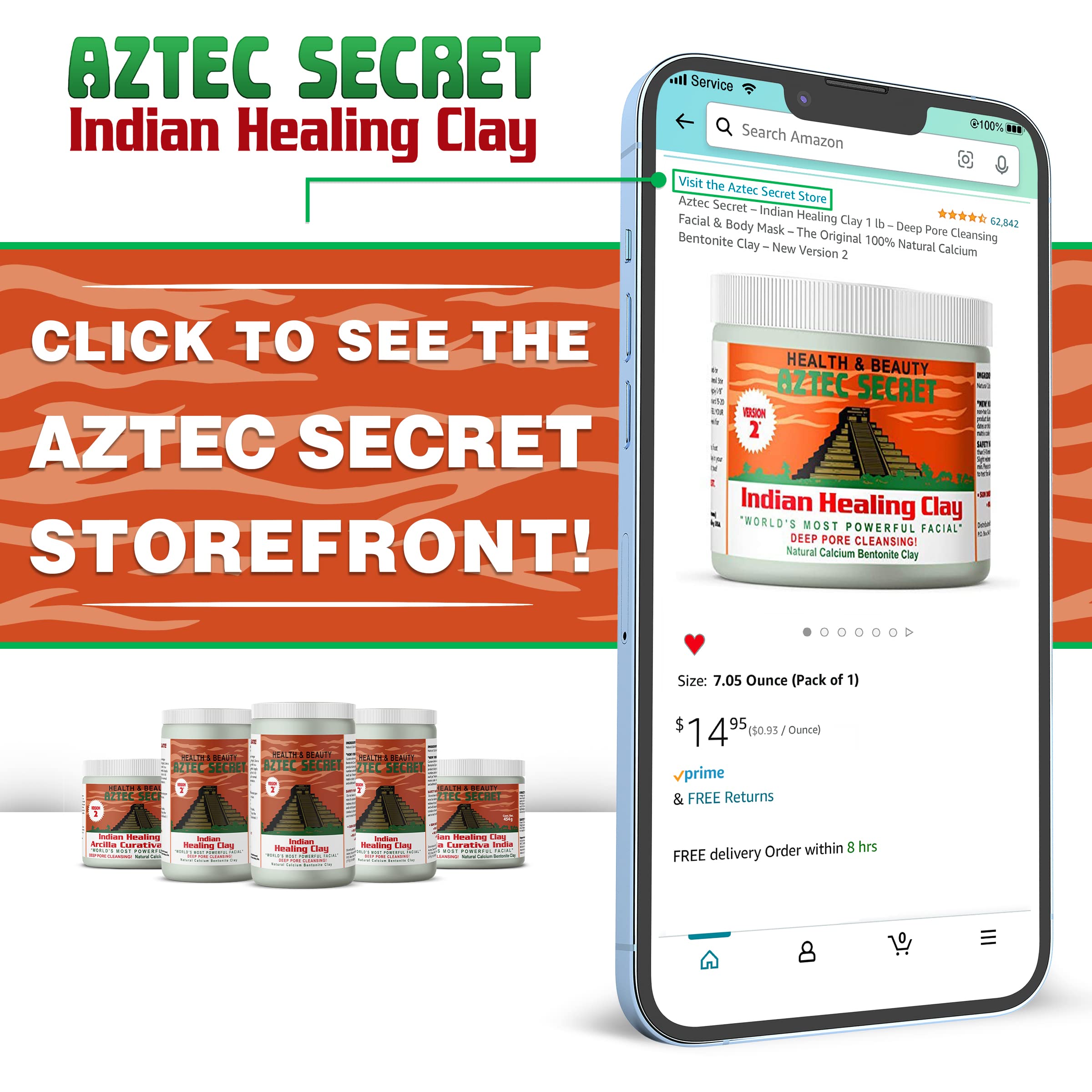Aztec Secret Indian Healing Clay powder in bucket for versatile at-home treatments.