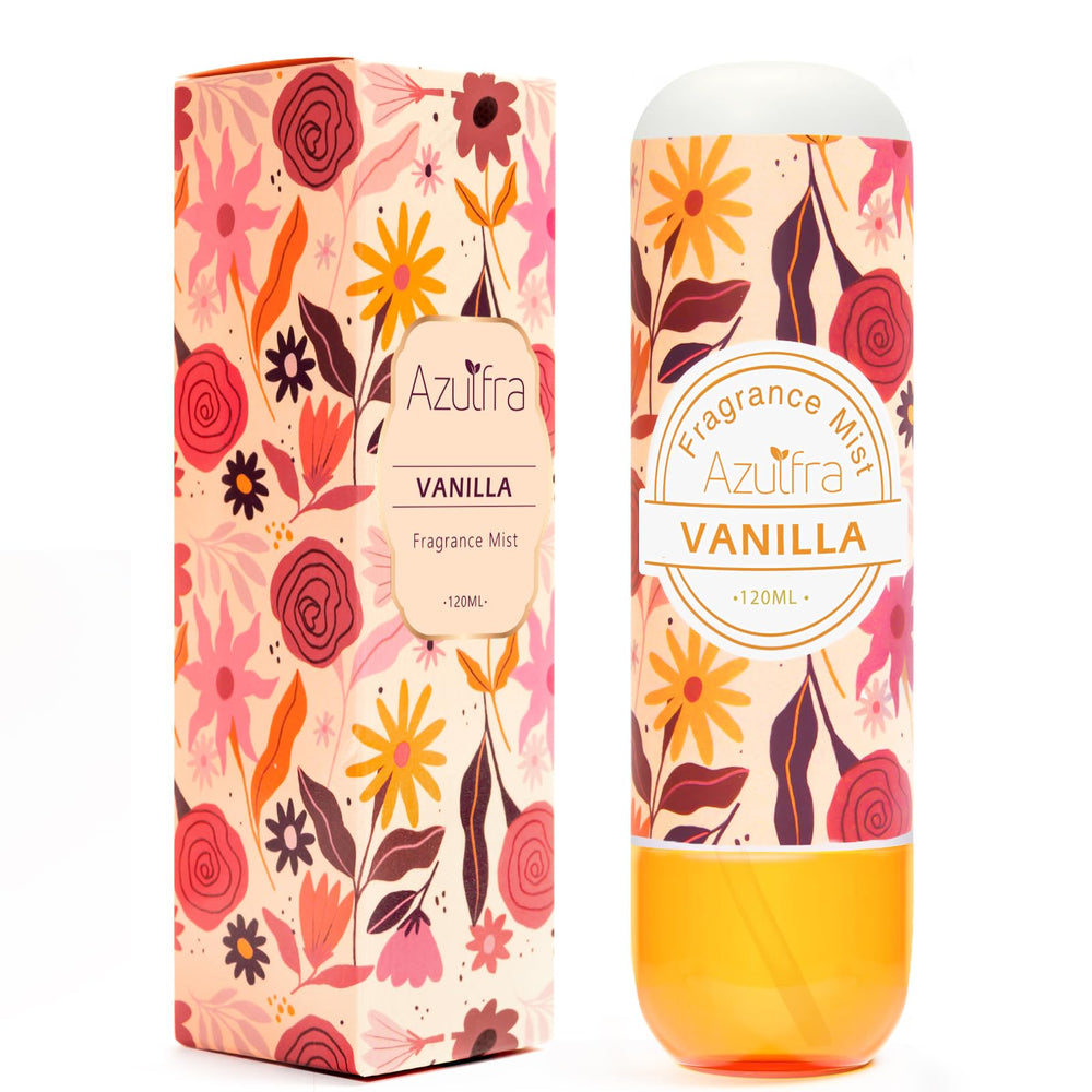 Azulfra Vanilla Body Mist bottle captures the creamy top notes for everyday allure.