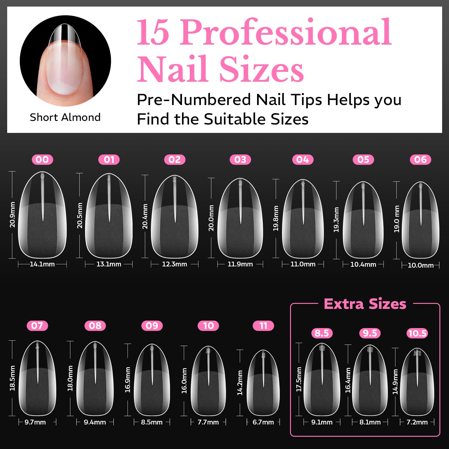 AZUREBEAUTY 600-piece nail tip kit with 15 sizes for multiple looks