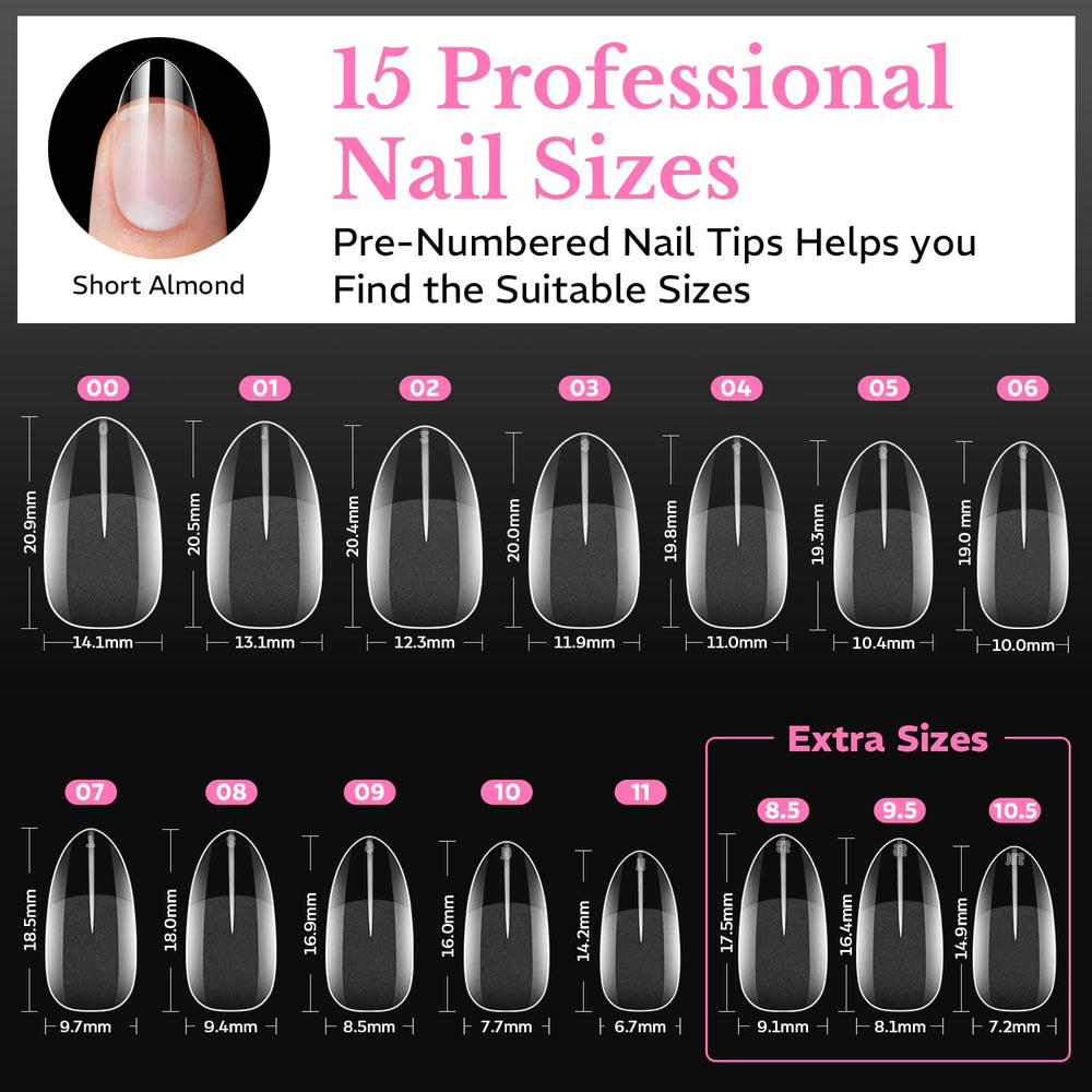 AZUREBEAUTY 600-piece nail tip kit with 15 sizes for multiple looks
