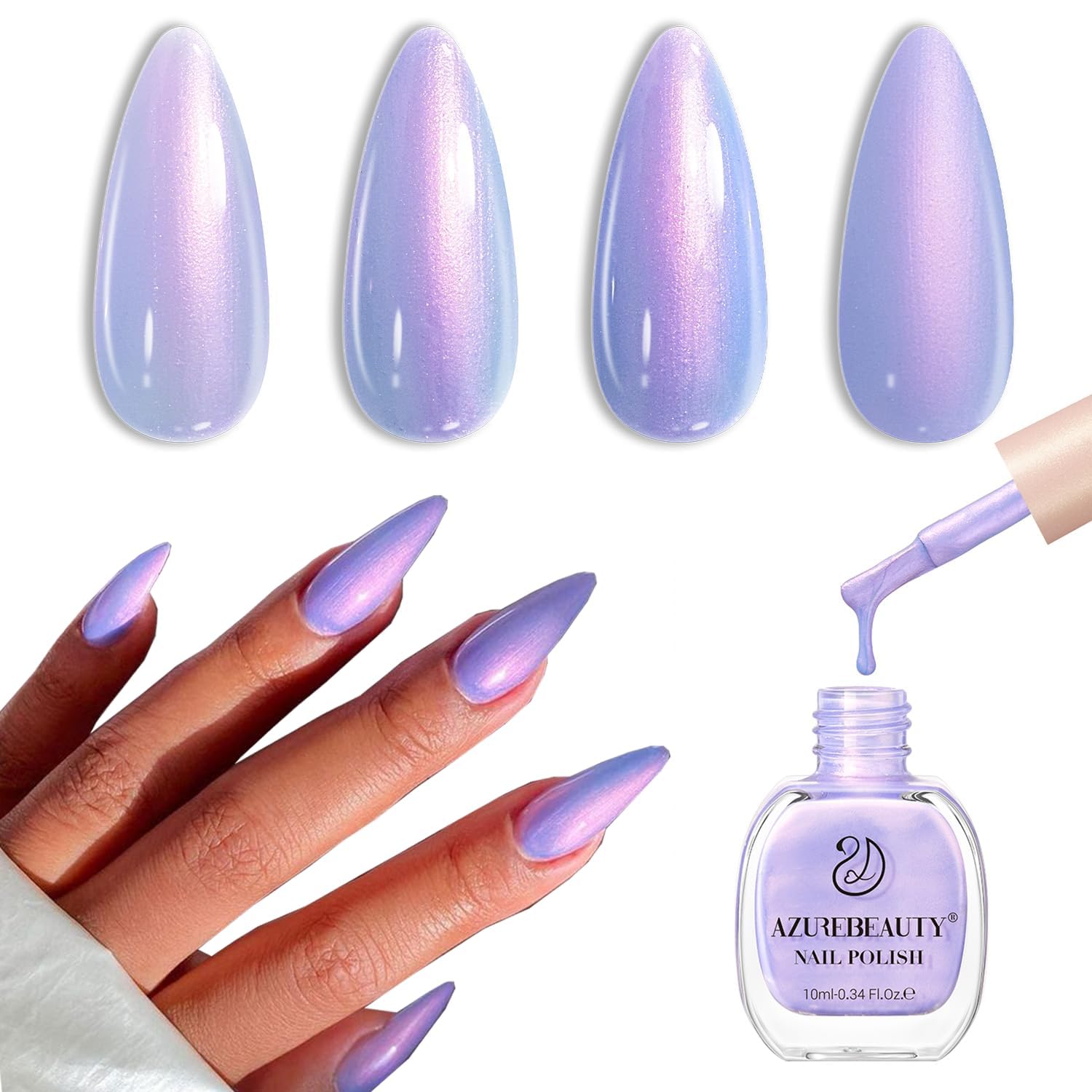 AZUREBEAUTY Blue Purple Violet Galaxy nail polish for quick dry at-home manicures.