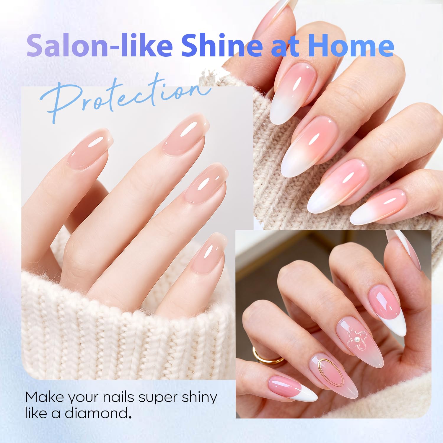 AZUREBEAUTY brillo claro de alto brillo para uñas pulidas