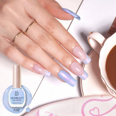 AZUREBEAUTY Celestial Blue bottle at an angle demonstrates quick-dry formula in action