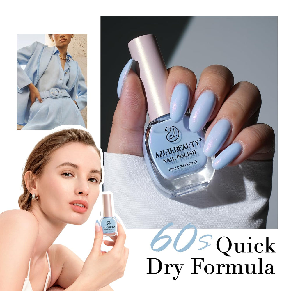 AZUREBEAUTY Celestial Blue brush application for easy at-home manicure