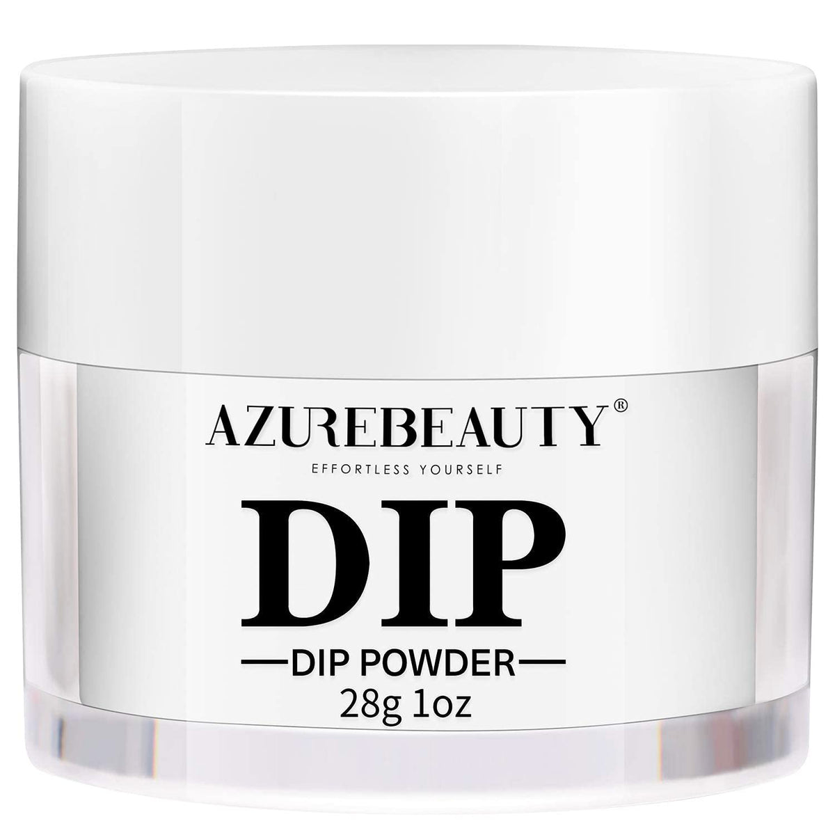 AZUREBEAUTY clear dip powder bottle showing crystal finish for durable nails.