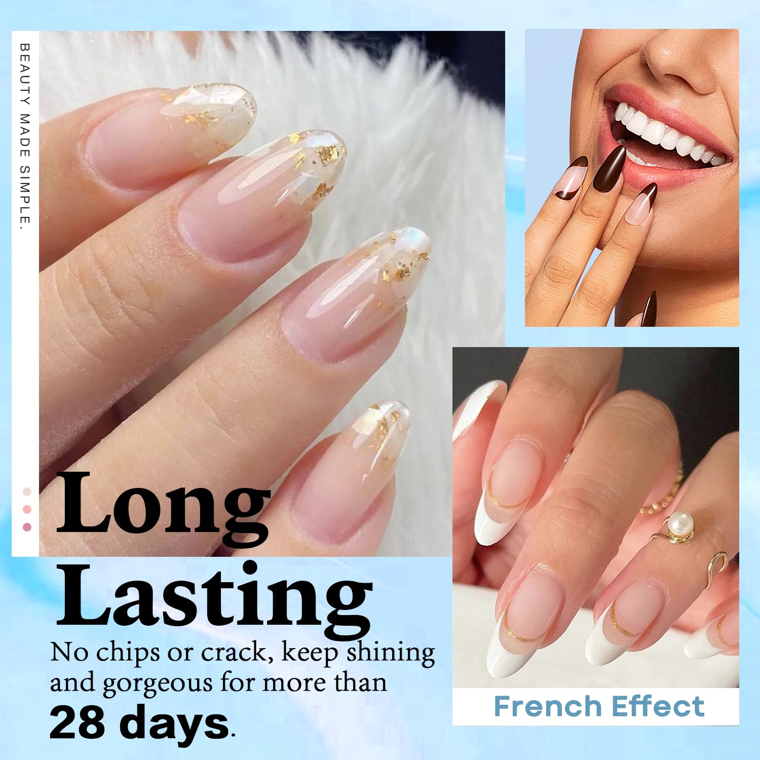 AZUREBEAUTY clear dip powder jar closeup highlighting smooth texture for easy application.