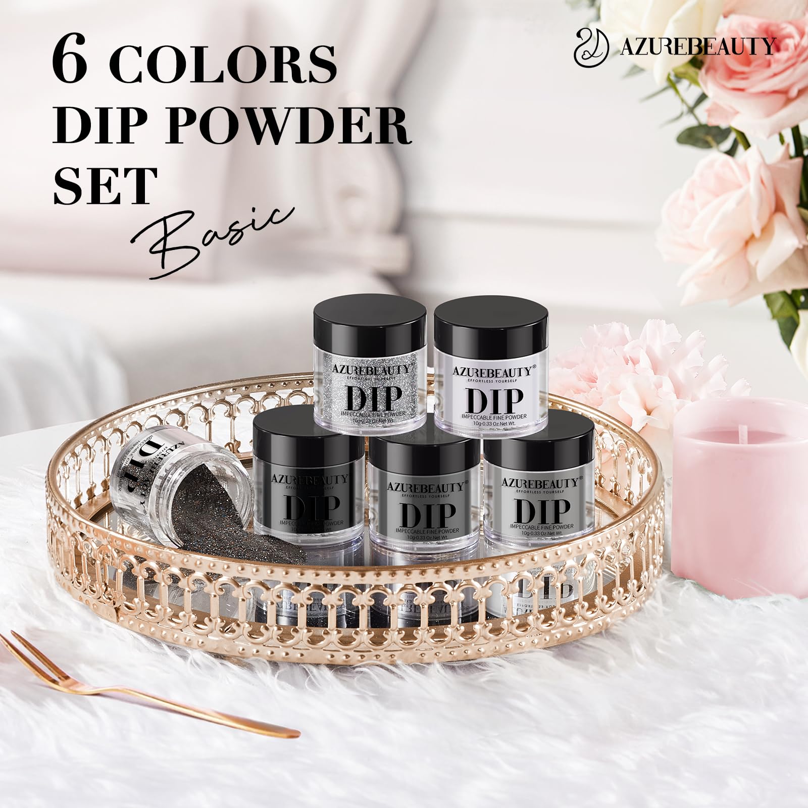 AZUREBEAUTY polvo para uñas estilo francés, facilita diseños elegantes.