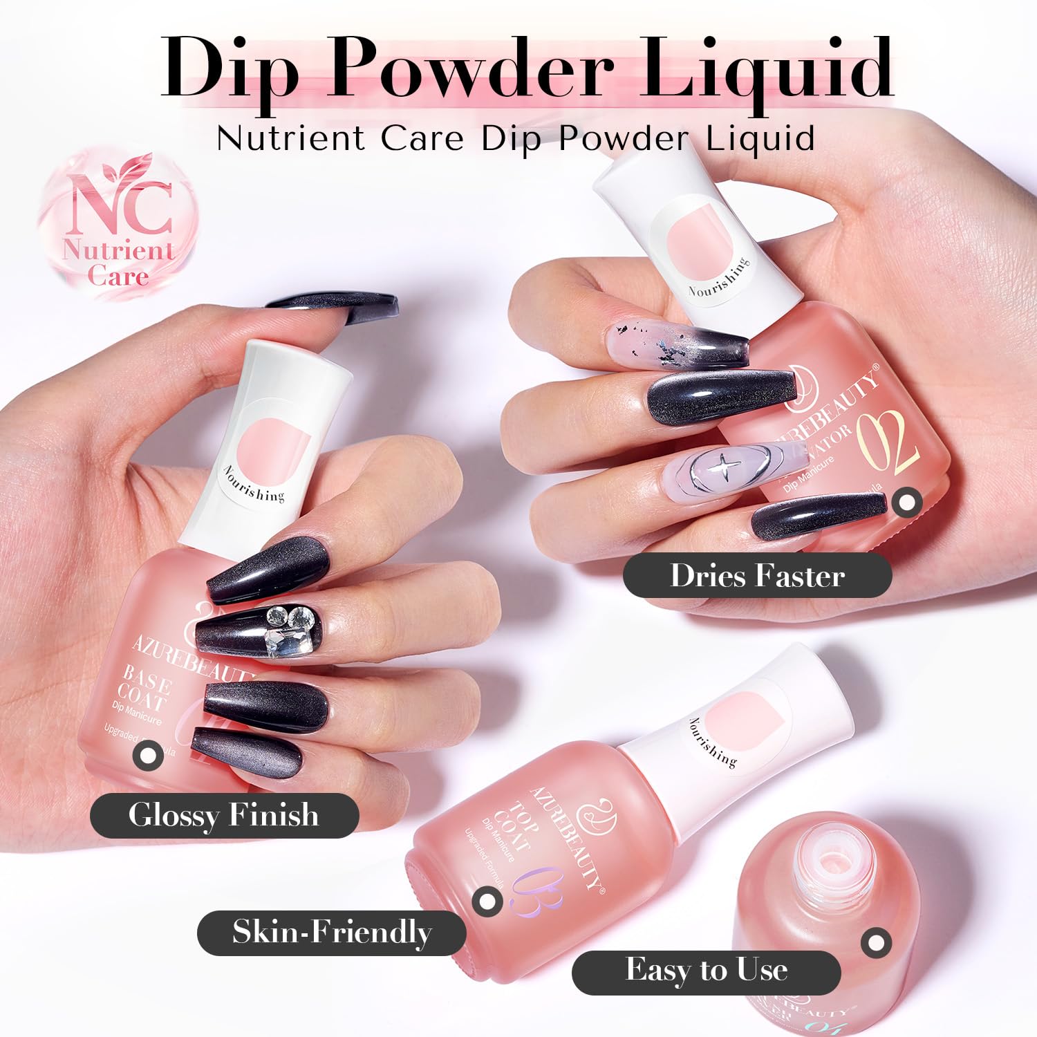 AZUREBEAUTY set dip líquido, capa superior, brillo duradero