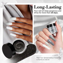 AZUREBEAUTY polvo negro con brillo, aspecto intenso y resistencia al desgaste.