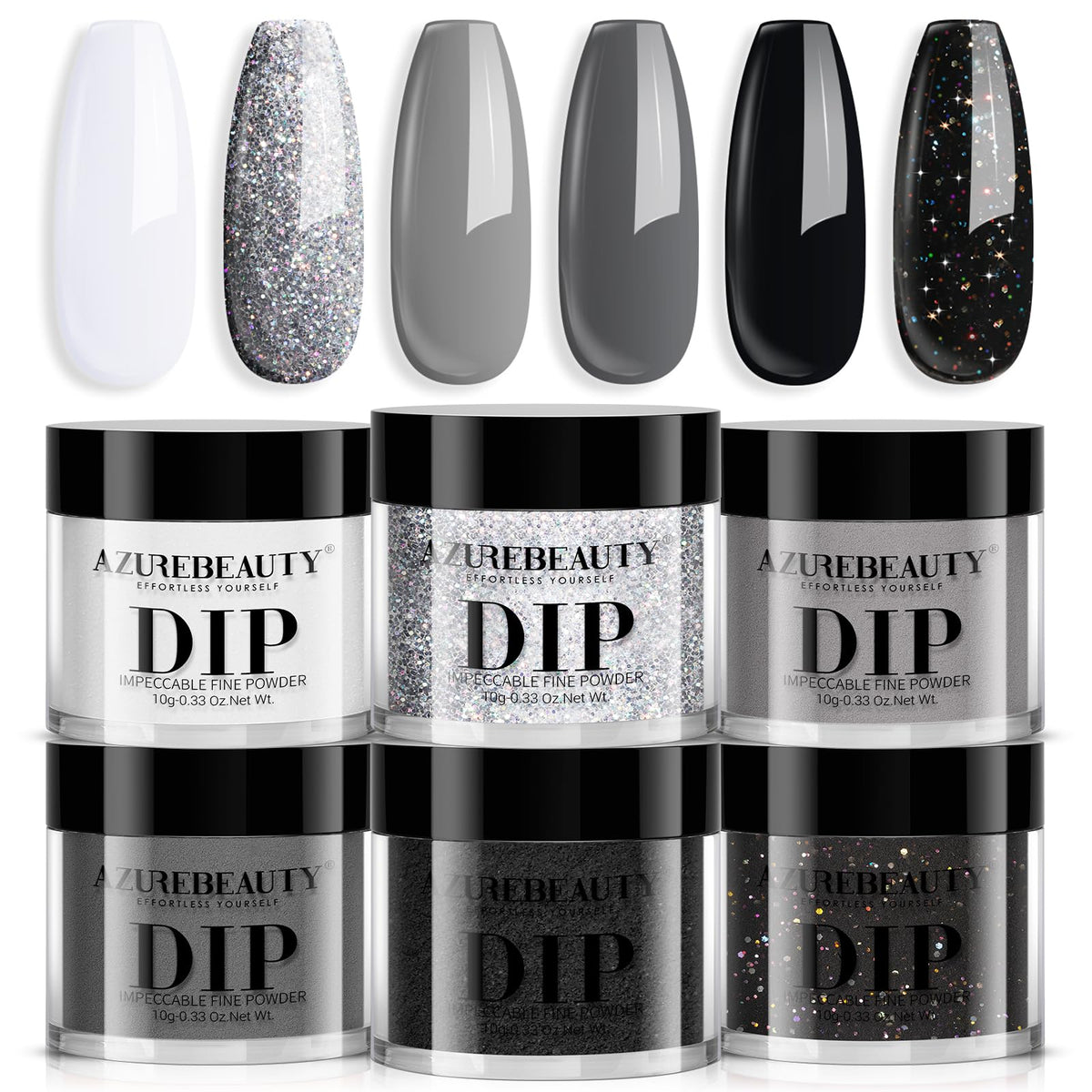 AZUREBEAUTY polvo para uñas colección, acabado brillante y duradero para uso diario.