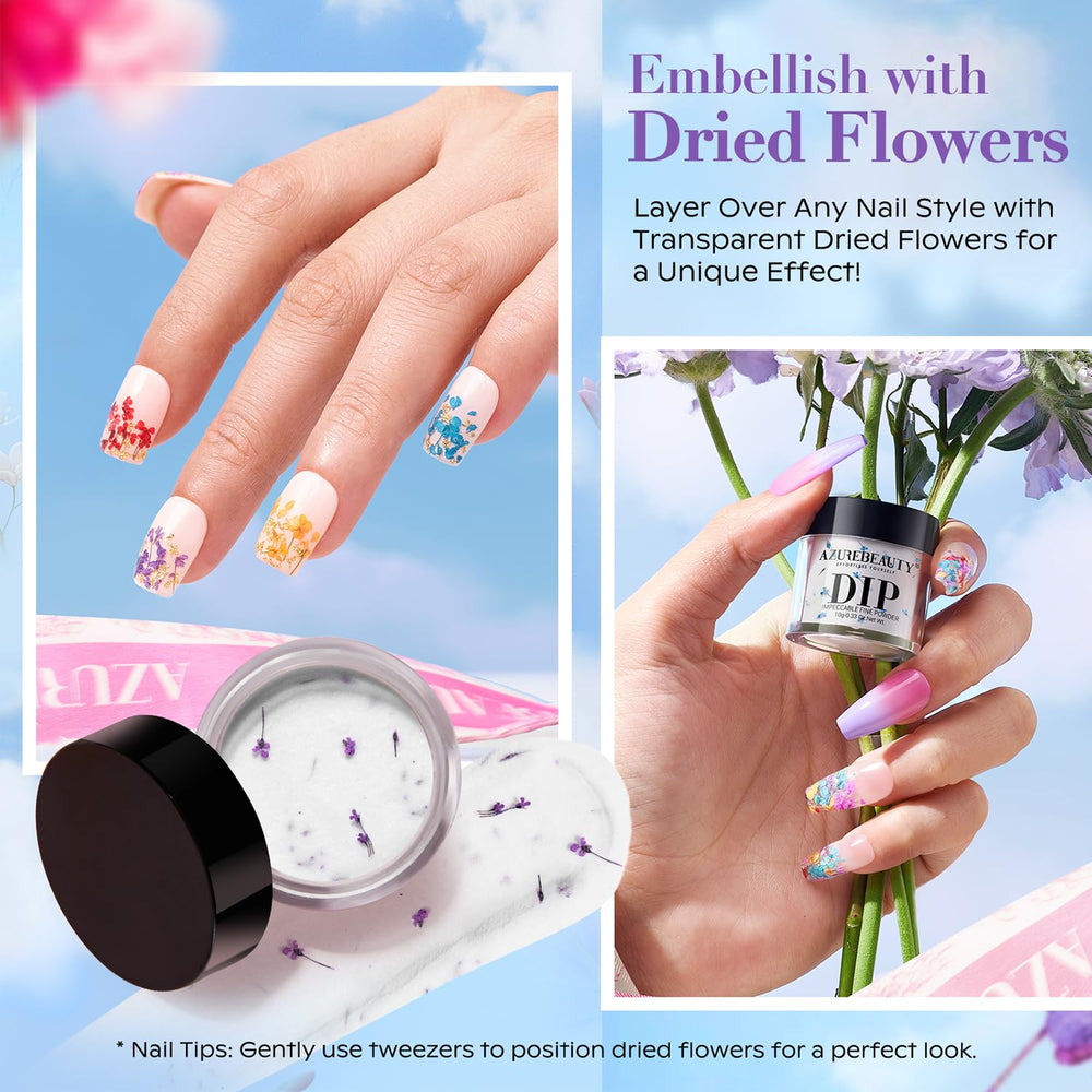 AZUREBEAUTY polvo de inmersión seis colores con flores secas para diseño creativo