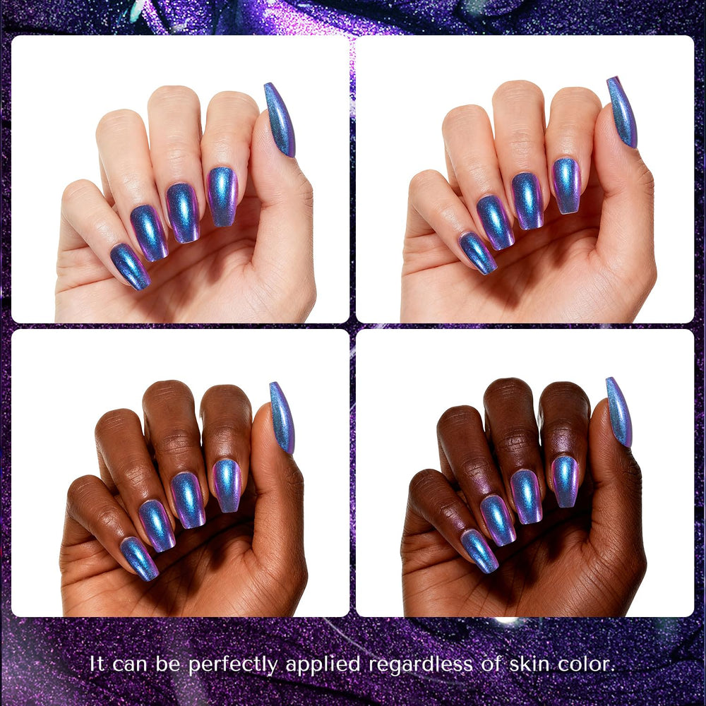 AZUREBEAUTY Esmalte camaleón recomendado con top coat para mayor duración.