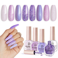 AZUREBEAUTY Esmalte lavanda con purpurina, ideal para look primaveral luminoso
