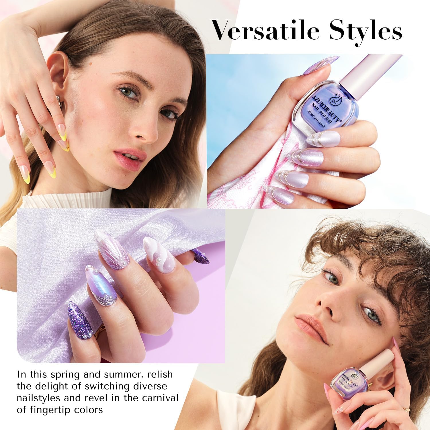 AZUREBEAUTY Esmalte purpura pastel, cobertura suave para uñas naturales