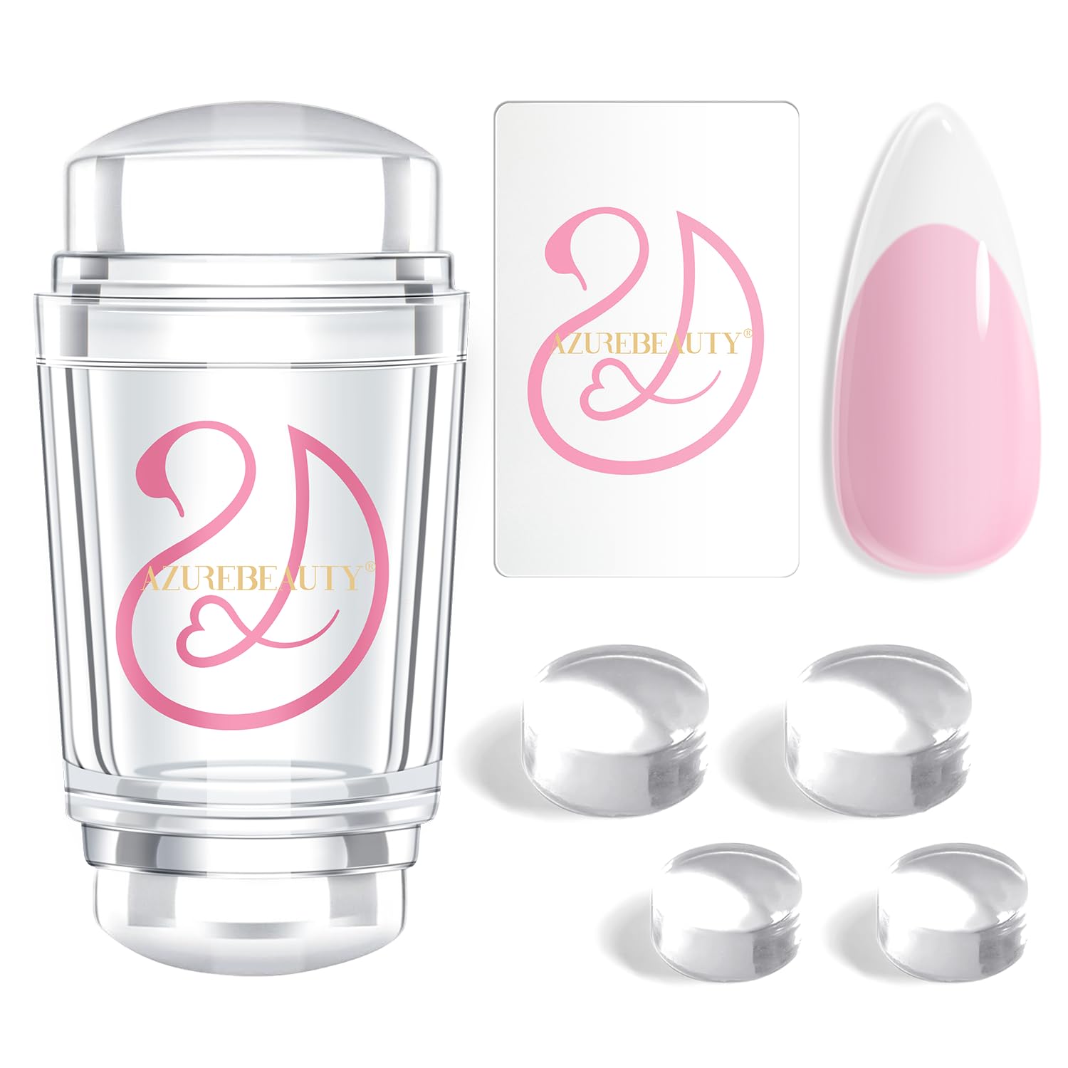 Azurebeauty French Tip Stamp Kit shown with 6-piece set for quick DIY manicures.