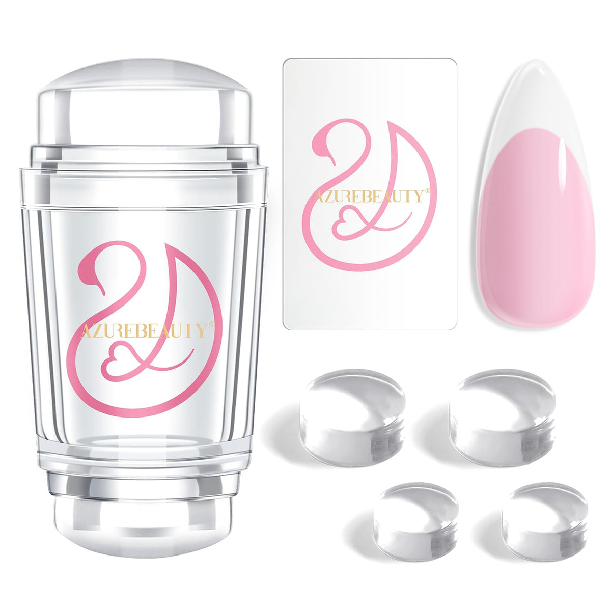 Azurebeauty French Tip Stamp Kit shown with 6-piece set for quick DIY manicures.