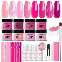 AZUREBEAUTY kit de polvo de inmersión 8 rosas para un acabado duradero