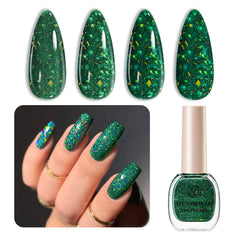 AZUREBEAUTY laca-uñas verde navidad brillo rápido para secado