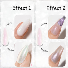 AzureBeauty layered nail art over nude swatch delivers subtle, radiant glow for everyday wear.