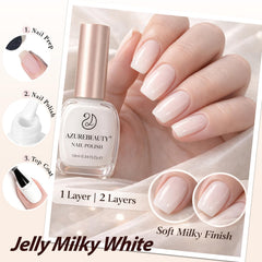AZUREBEAUTY Milky White brush stroke showing smooth application for translucent finish