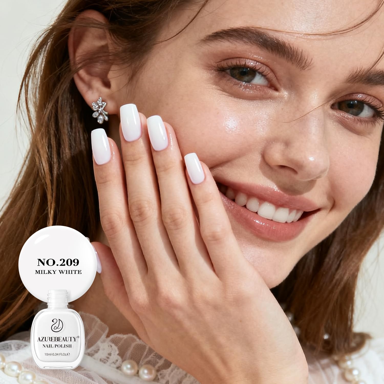 AZUREBEAUTY Milky White swatch application highlights high-coverage color in one coat