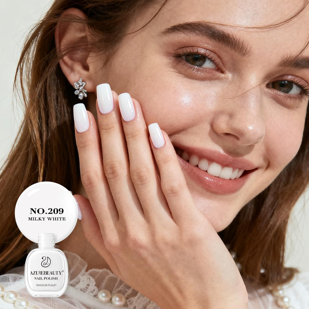 AZUREBEAUTY Milky White swatch application highlights high-coverage color in one coat