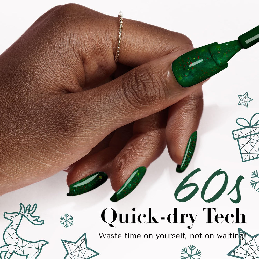 AZUREBEAUTY arte de uñas con brillo verde navidad
