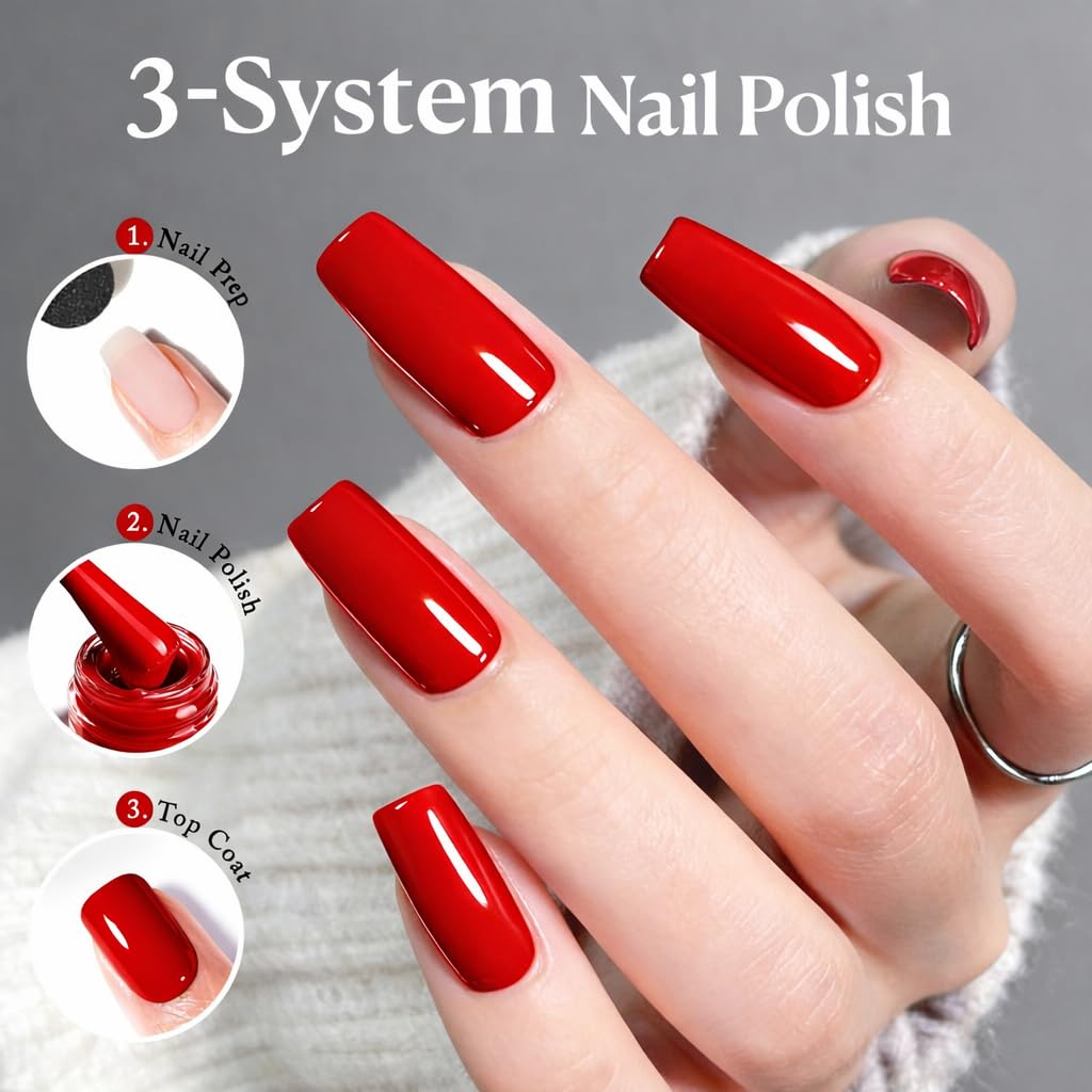 AZUREBEAUTY Burgundy gloss finish on nails delivers radiant shine.