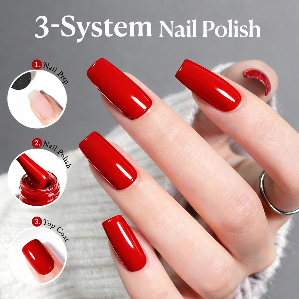 AZUREBEAUTY Burgundy gloss finish on nails delivers radiant shine.