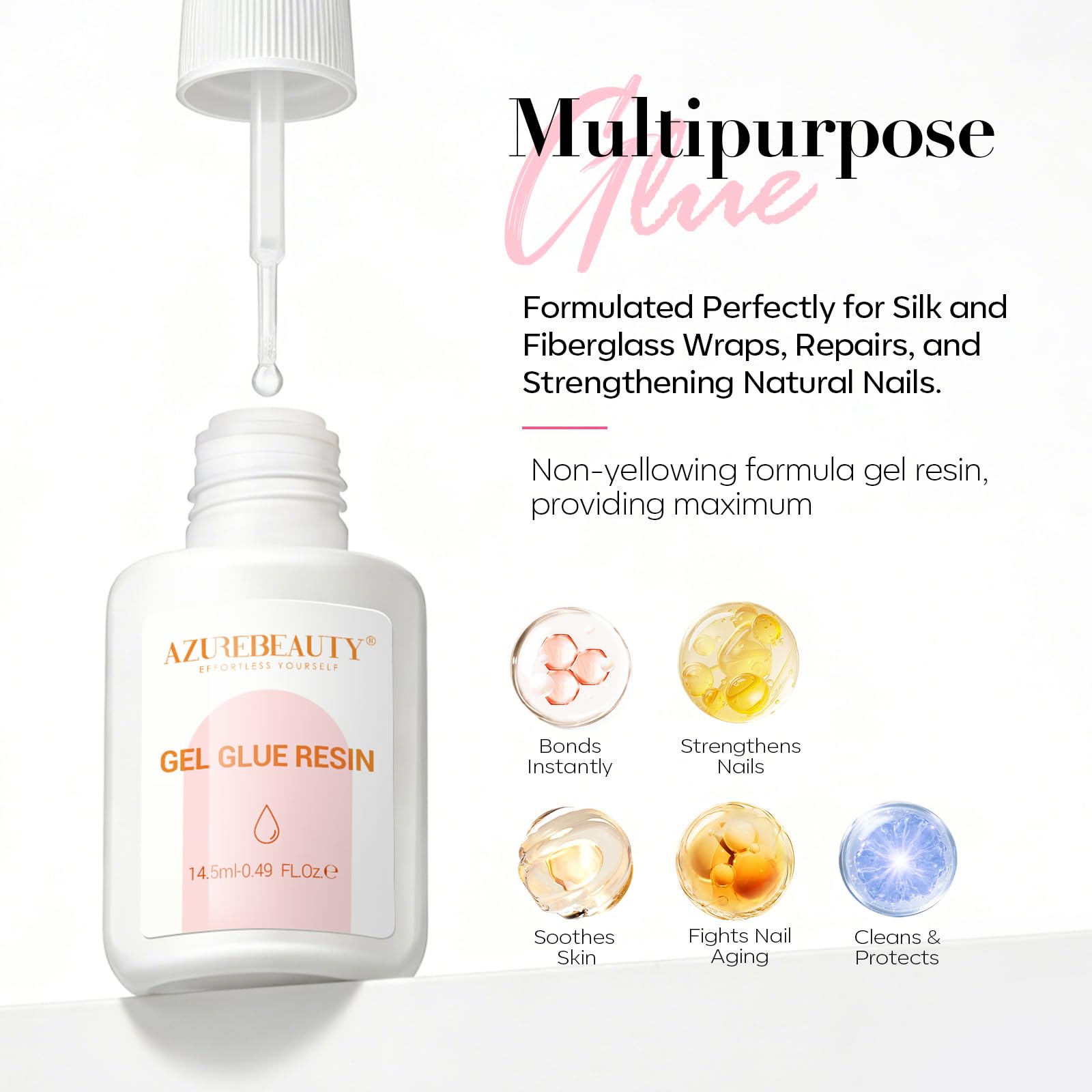 AzureBeauty Nail Repair Glue cap and brush detail for easy control
