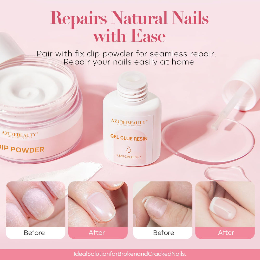 AzureBeauty Nail Repair Glue precision brush in action for precise application