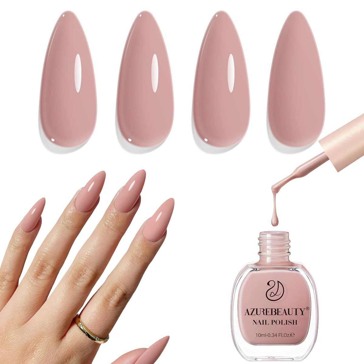 AZUREBEAUTY Nude Pink Nail Polish bottle with quick-dry formula for at-home manicure