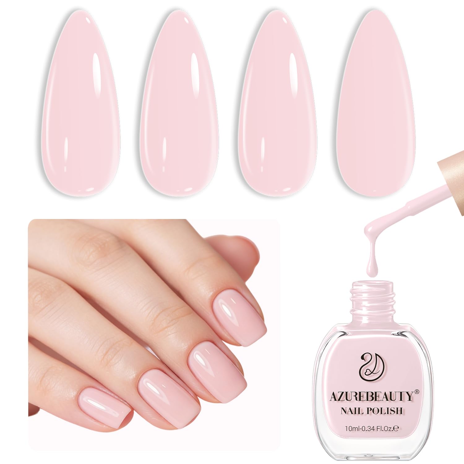 AZUREBEAUTY Pink Nail Polish light pink bottle for chic manicure