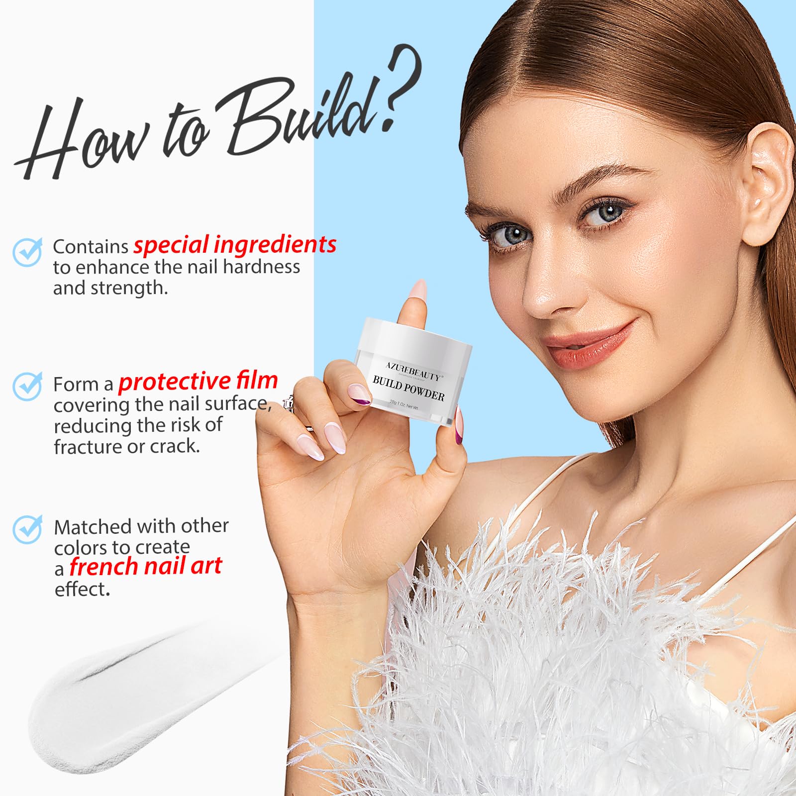 AZUREBEAUTY Polvo para definir y realzar la forma de las uñas.