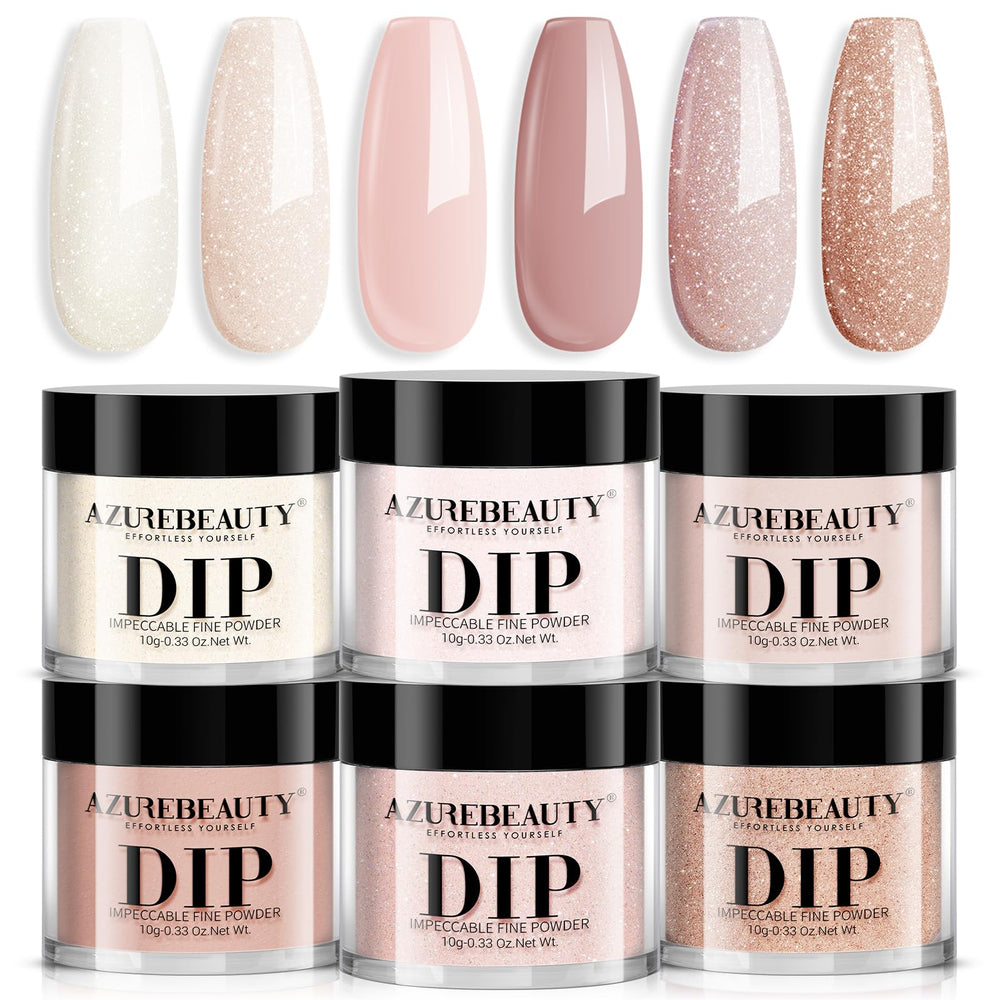 AZUREBEAUTY polvos de inmersión tono neutro, acabado brillante y natural para uñas.
