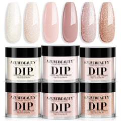 AZUREBEAUTY polvos de inmersión tono neutro, acabado brillante y natural para uñas.