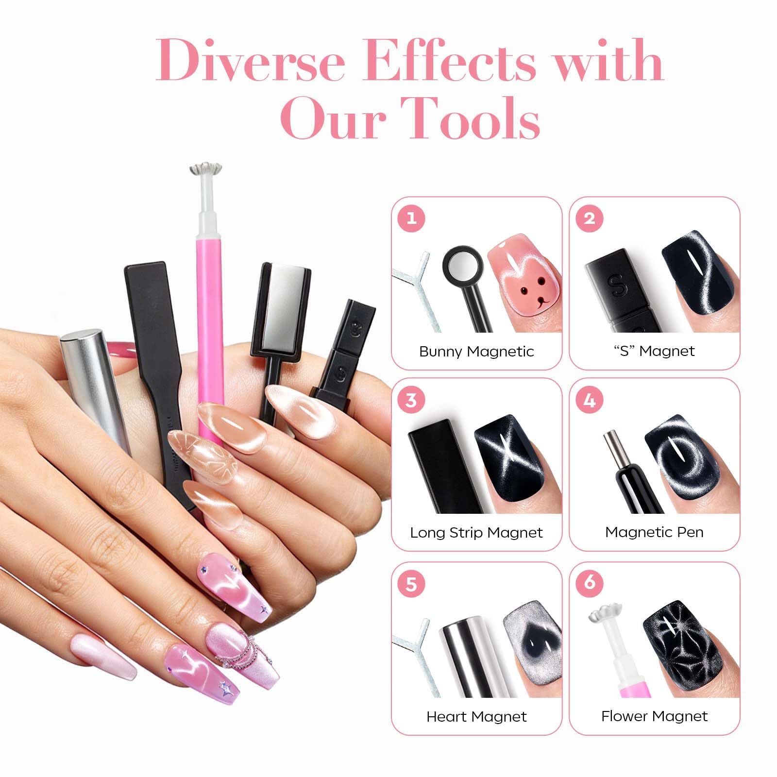 AzureBeauty s-shaped magnets enable narrow V and sweeping French looks.