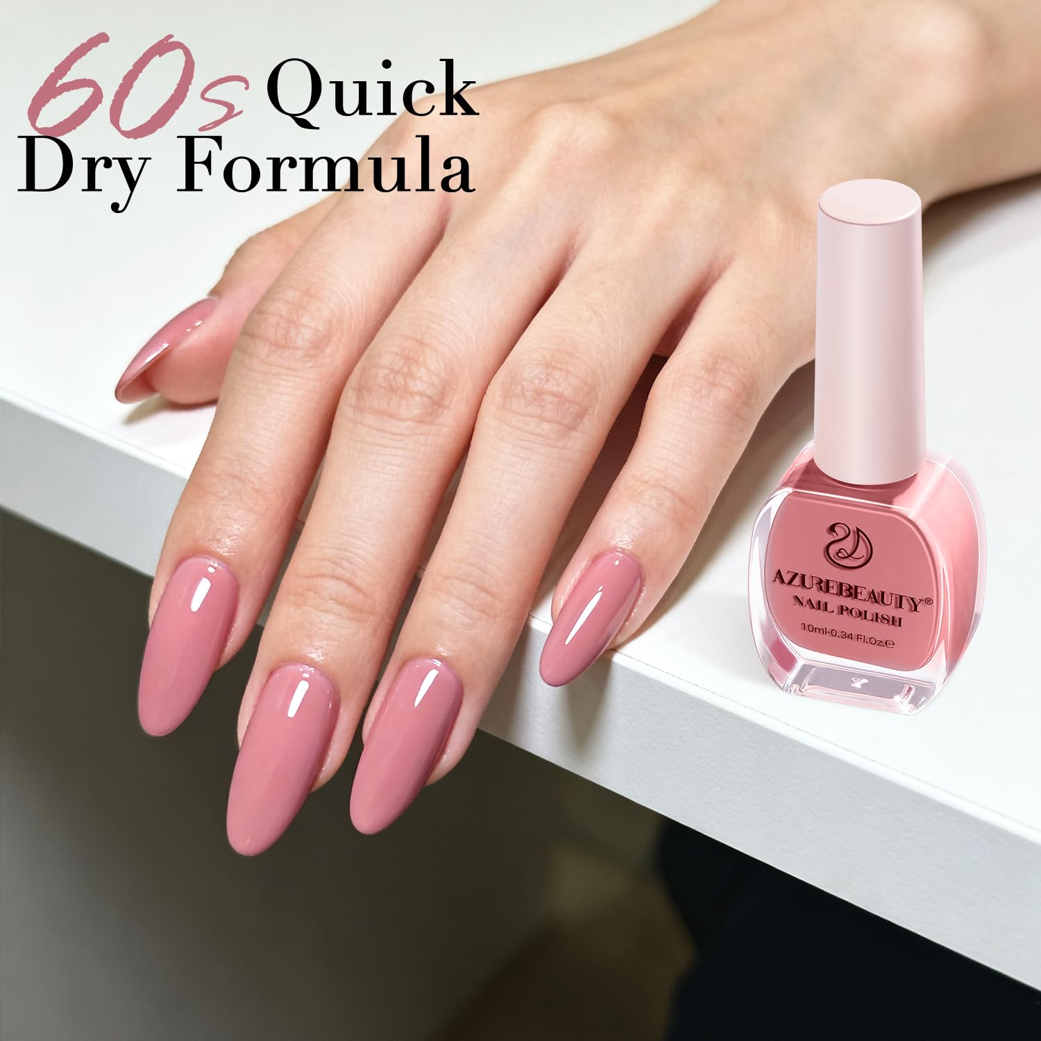 AZUREBEAUTY hazy rose finish delivers long-lasting shine on nails.