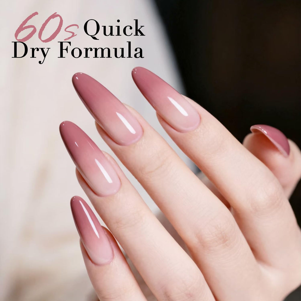 AZUREBEAUTY hazy rose swatch on nail demonstrates rich, even coverage.