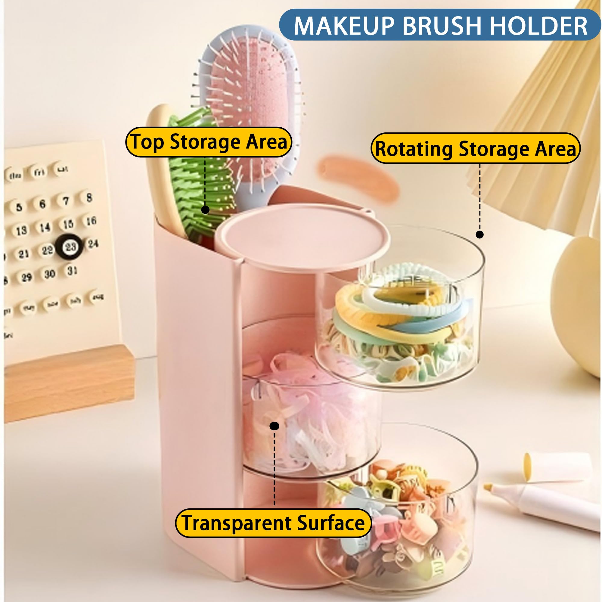 Azurphoric three-layer makeup brush holder keeps tools neatly arranged.