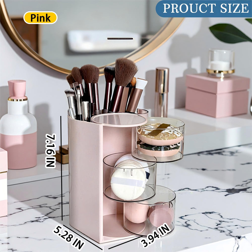 Azurphoric space-saving hair brush holder fits counters and dressers.